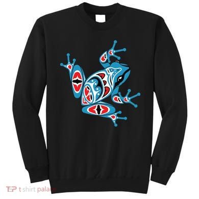 Frog Pacific Northwest Native American Indian Style Blue Red Sweatshirt