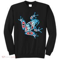 Frog Pacific Northwest Native American Indian Style Blue Red Sweatshirt thumb 0