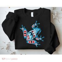 Frog Pacific Northwest Native American Indian Style Blue Red Sweatshirt thumb 2