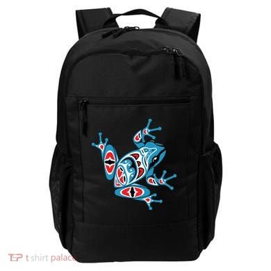 Frog Pacific Northwest Native American Indian Style Blue Red Backpack