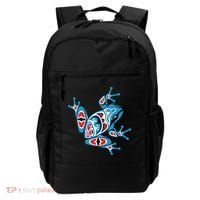 Frog Pacific Northwest Native American Indian Style Blue Red Backpack thumb 0