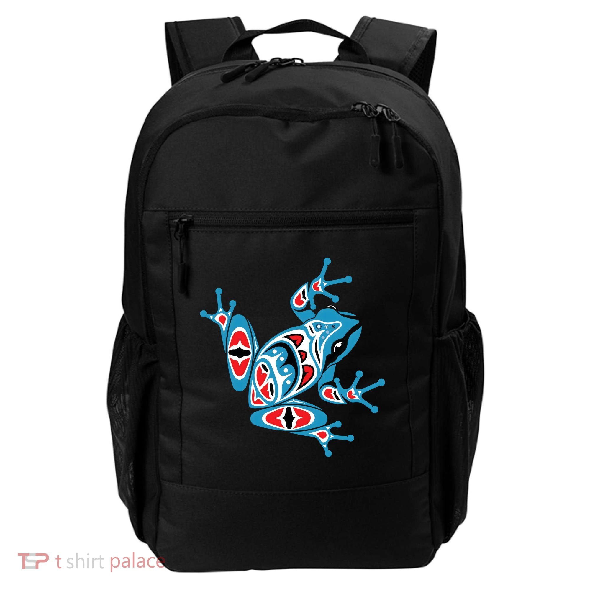Frog Pacific Northwest Native American Indian Style Blue Red Backpack