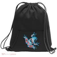 Frog Pacific Northwest Native American Indian Style Blue Red Sweatshirt Cinch Pack Bag thumb 0