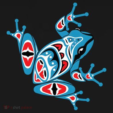 Frog Pacific Northwest Native American Indian Style Blue Red Sweatshirt Cinch Pack Bag