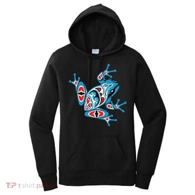 Frog Pacific Northwest Native American Indian Style Blue Red Women's Hoodie