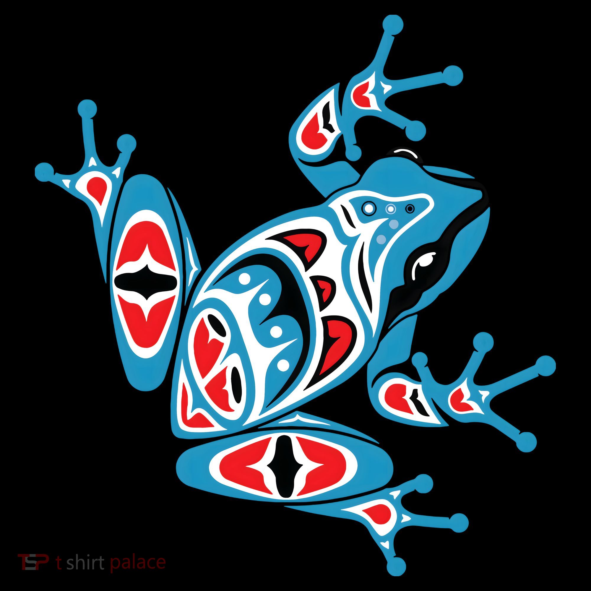 Frog Pacific Northwest Native American Indian Style Blue Red Women's Hoodie