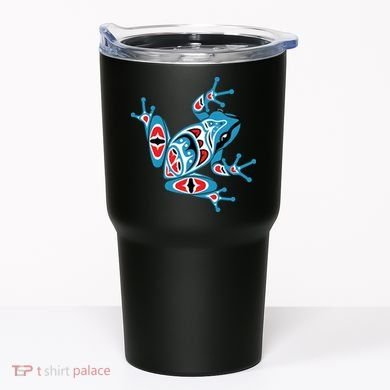 Frog Pacific Northwest Native American Indian Style Blue Red Tumbler
