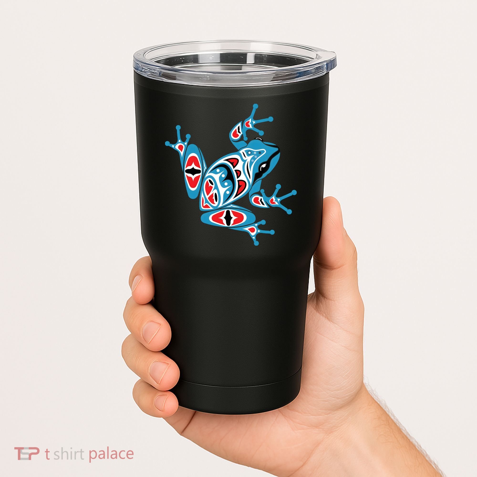 Frog Pacific Northwest Native American Indian Style Blue Red Tumbler