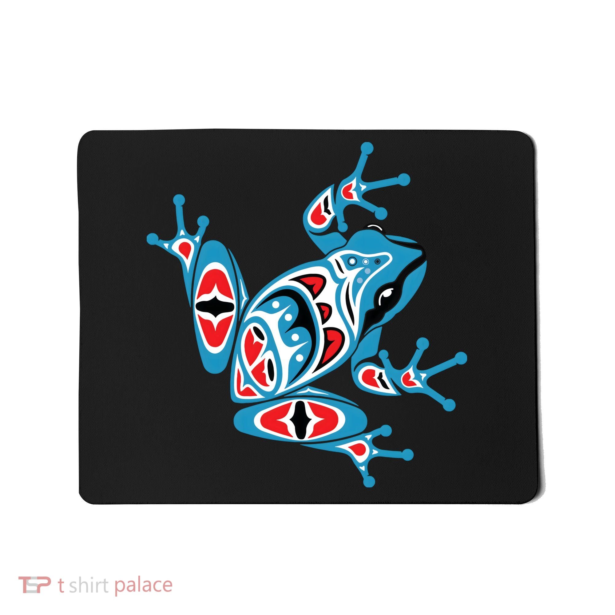 Frog Pacific Northwest Native American Indian Style Blue Red Mousepad