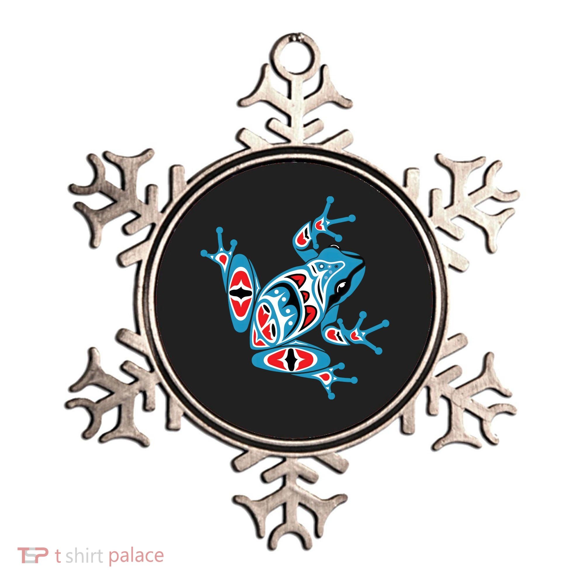 Frog Pacific Northwest Native American Indian Style Blue Red Ornament