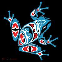Frog Pacific Northwest Native American Indian Style Blue Red Ornament thumb 1