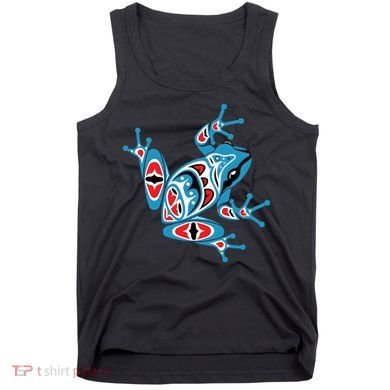 Frog Pacific Northwest Native American Indian Style Blue Red Tank Top