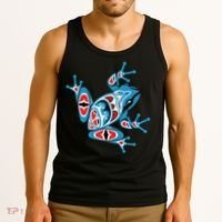 Frog Pacific Northwest Native American Indian Style Blue Red Tank Top thumb 3