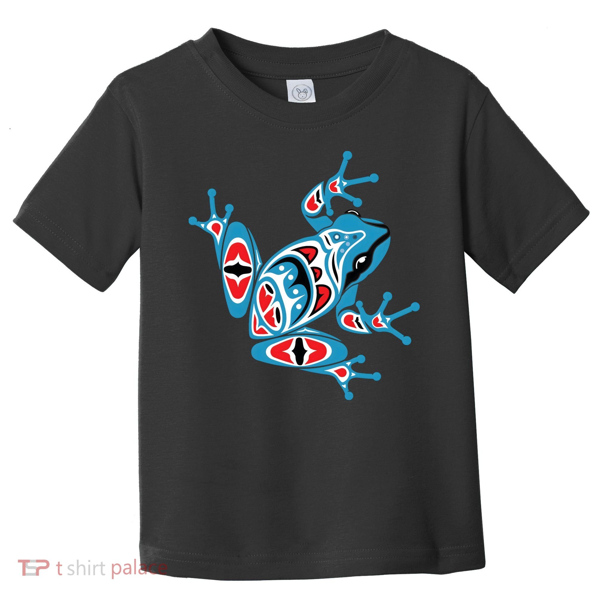 Frog Pacific Northwest Native American Indian Style Blue Red Toddler T-Shirt