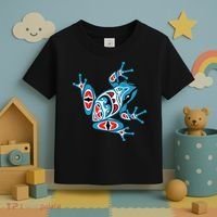 Frog Pacific Northwest Native American Indian Style Blue Red Toddler T-Shirt thumb 3