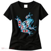 Frog Pacific Northwest Native American Indian Style Blue Red Women's T-Shirt thumb 0