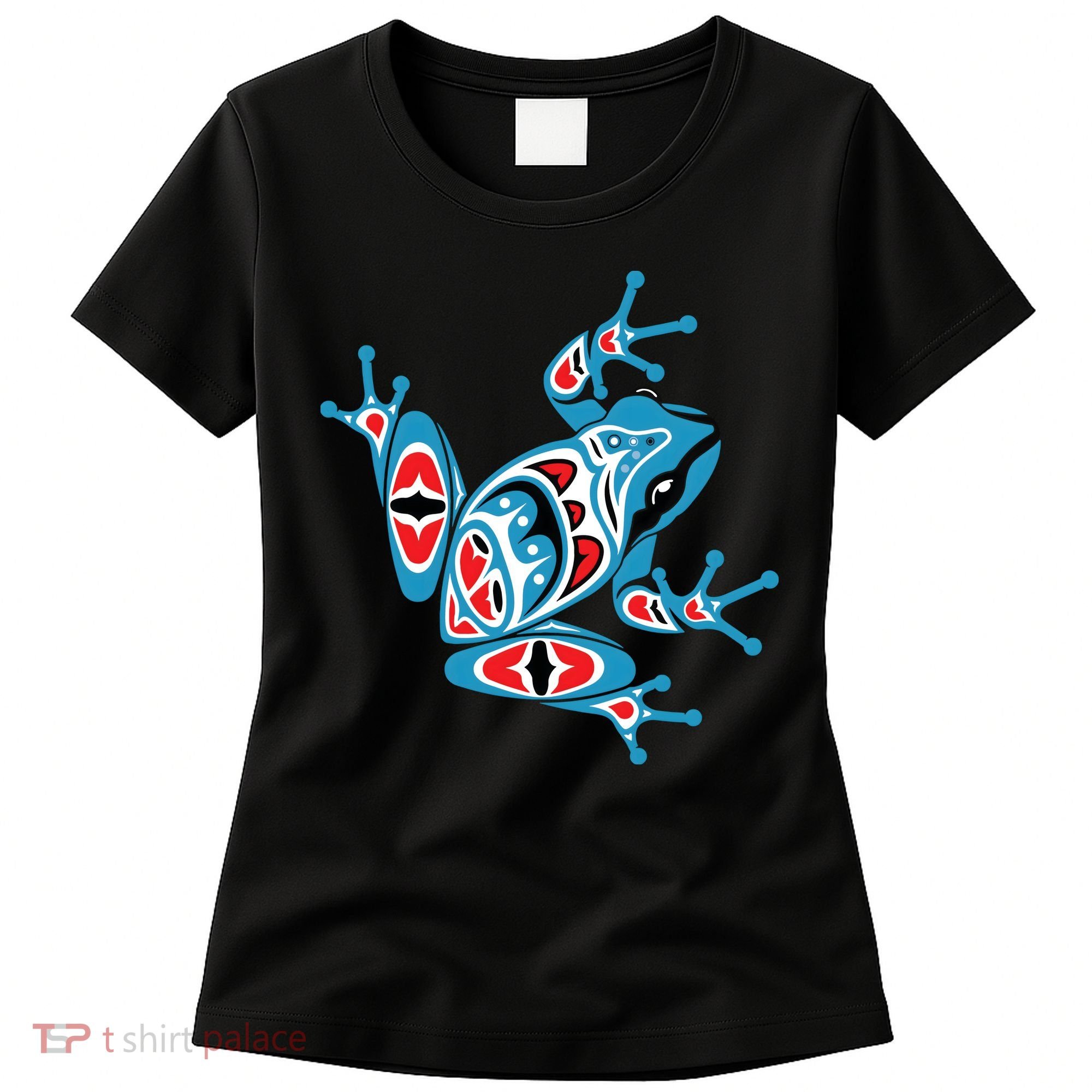 Frog Pacific Northwest Native American Indian Style Blue Red Women's T-Shirt