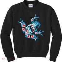 Frog Pacific Northwest Native American Indian Style Blue Red Kids Sweatshirt thumb 0