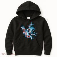 Frog Pacific Northwest Native American Indian Style Blue Red Kids Hoodie thumb 0