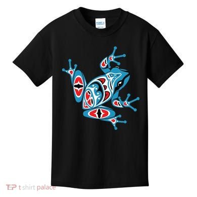 Frog Pacific Northwest Native American Indian Style Blue Red Kids T-Shirt