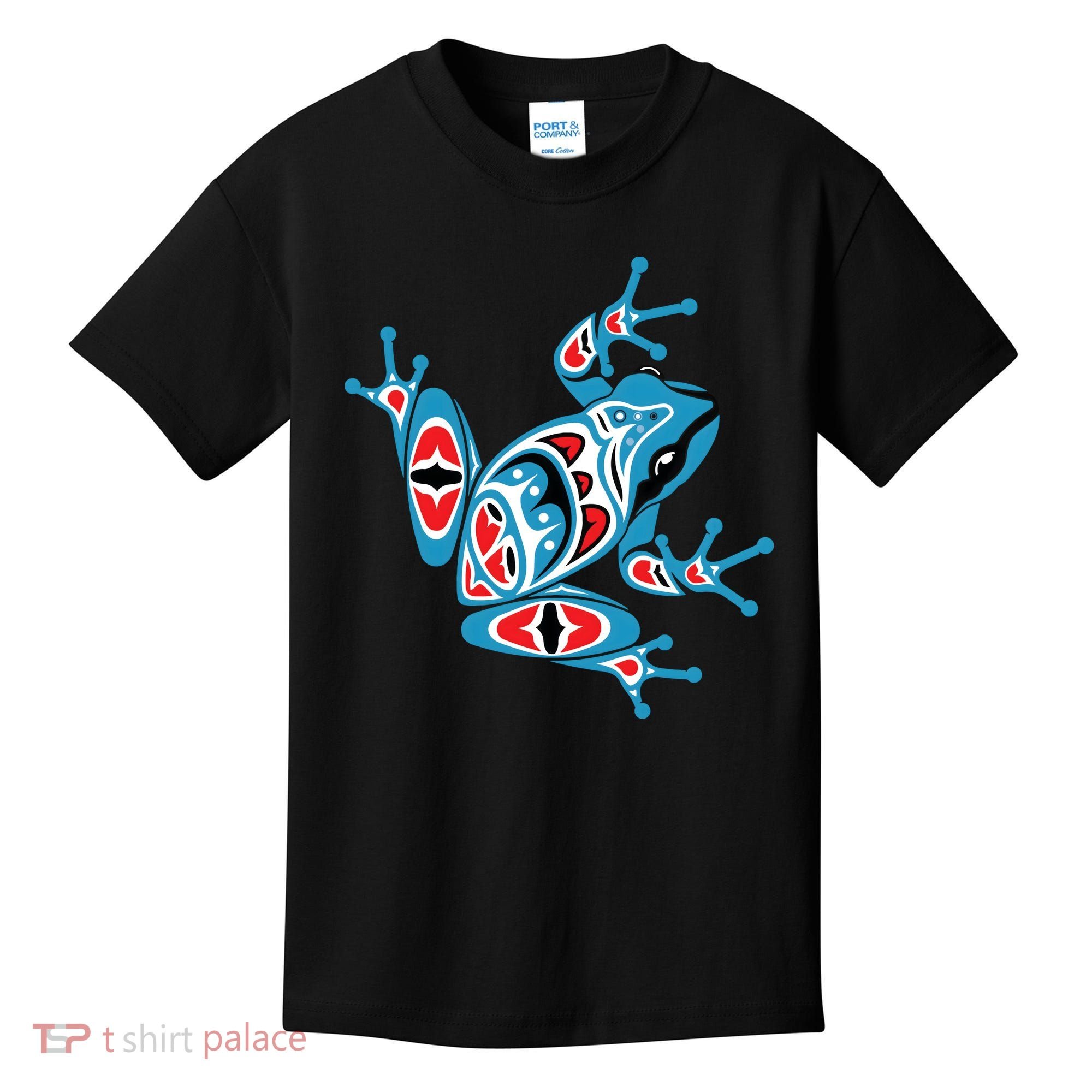 Frog Pacific Northwest Native American Indian Style Blue Red Kids T-Shirt