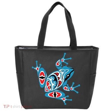Frog Pacific Northwest Native American Indian Style Blue Red Tote Bag