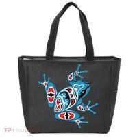 Frog Pacific Northwest Native American Indian Style Blue Red Tote Bag thumb 0