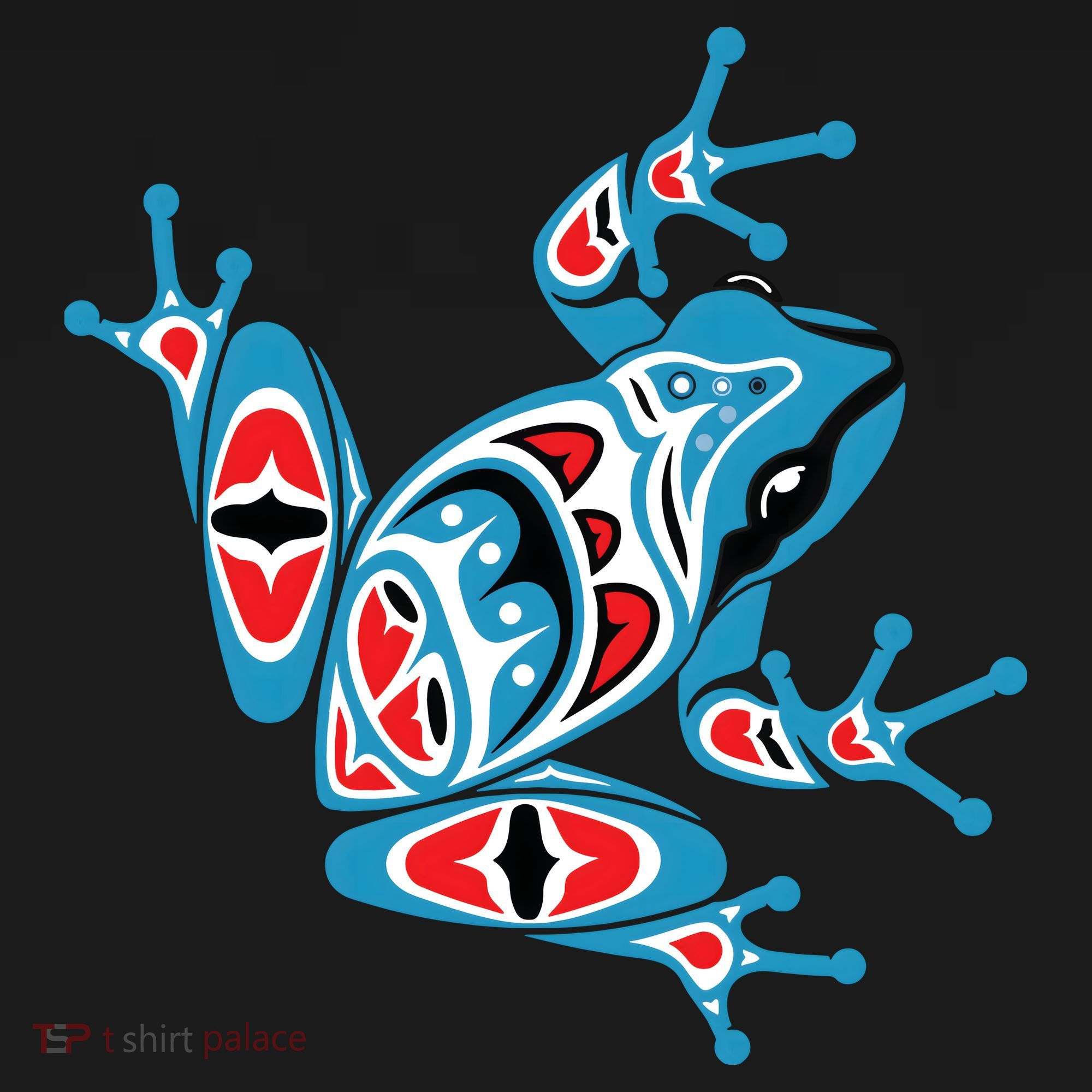 Frog Pacific Northwest Native American Indian Style Blue Red Tote Bag