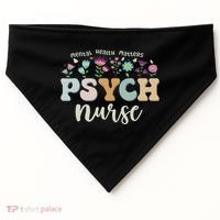 Funny Psychiatric Nurse Rn Cute Psych Nurse Squad Pmhnp USA-Made Doggie Bandana thumb 0