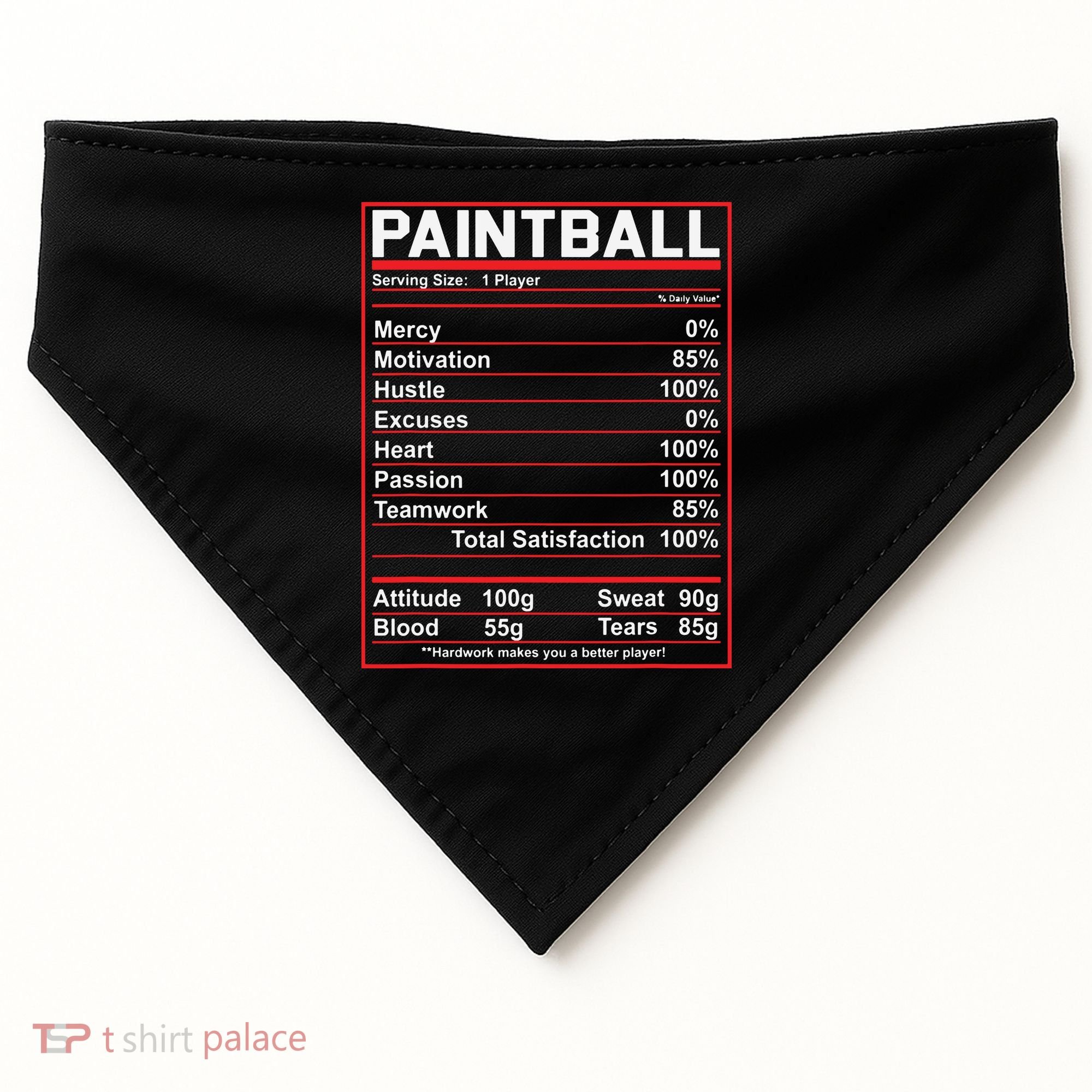 Funny Paintball Nutrition Facts USA-Made Doggie Bandana