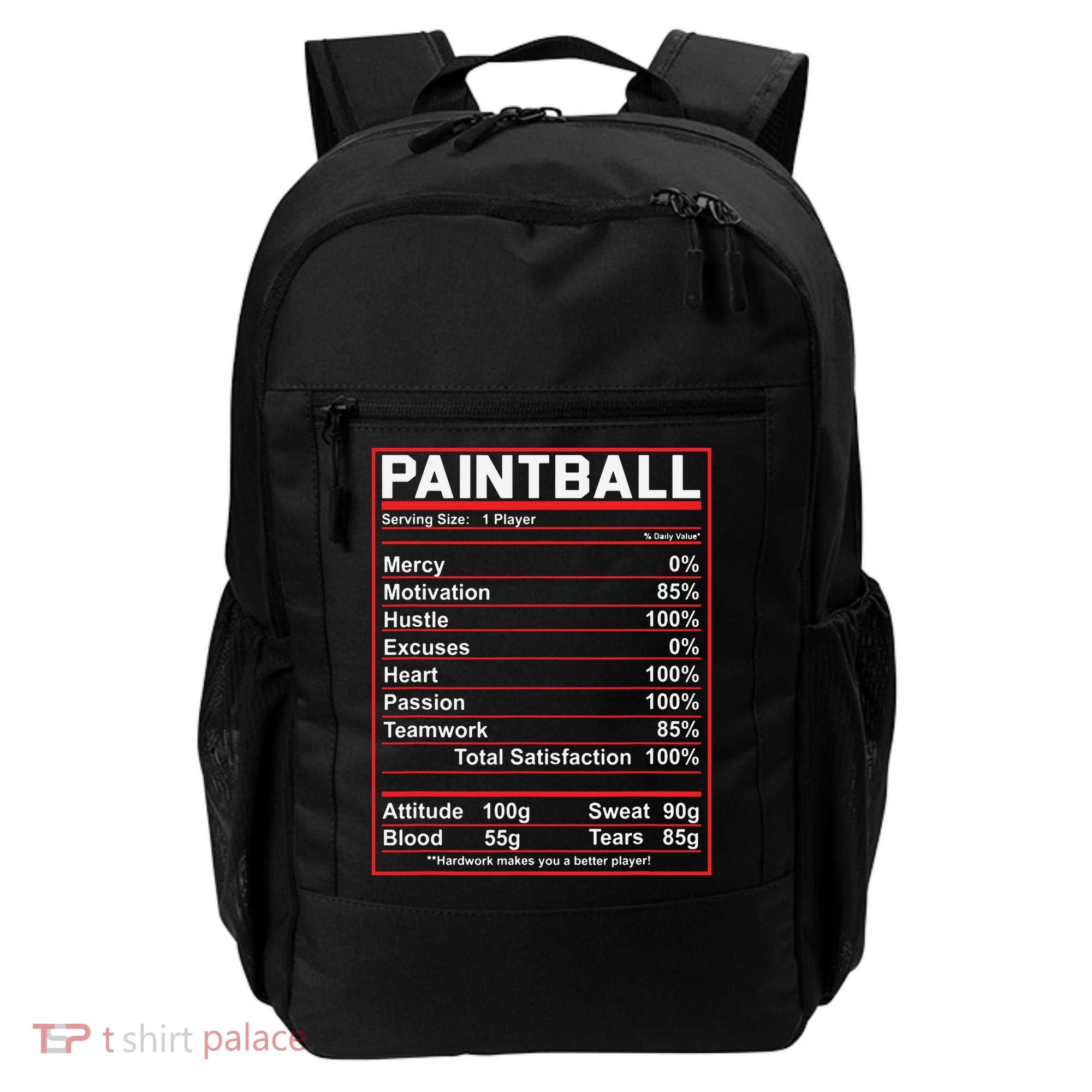 Funny Paintball Nutrition Facts Backpack