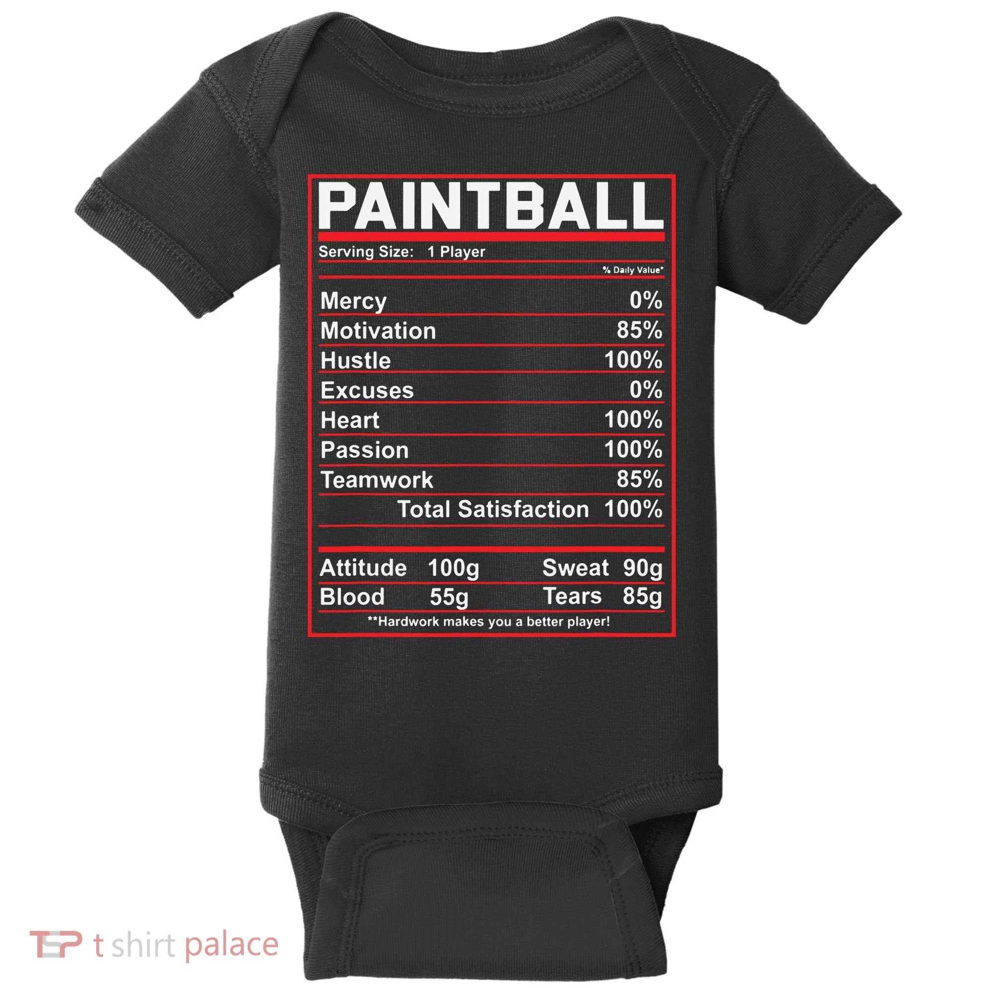 Funny Paintball Nutrition Facts Baby Bodysuit