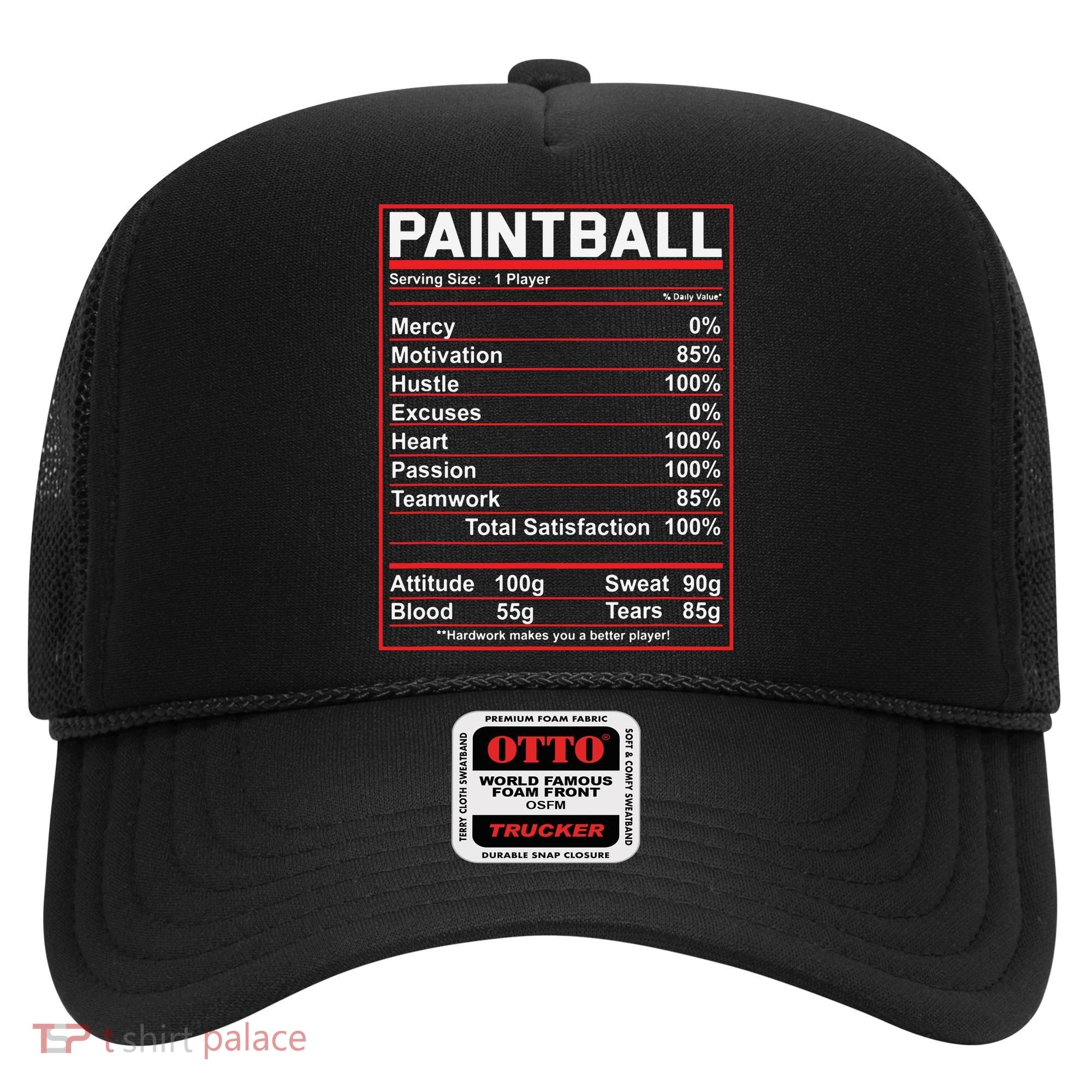 Funny Paintball Nutrition Facts Hat