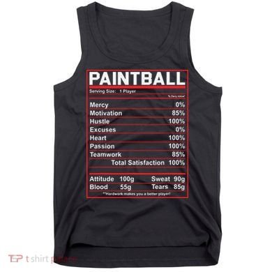 Funny Paintball Nutrition Facts Tank Top