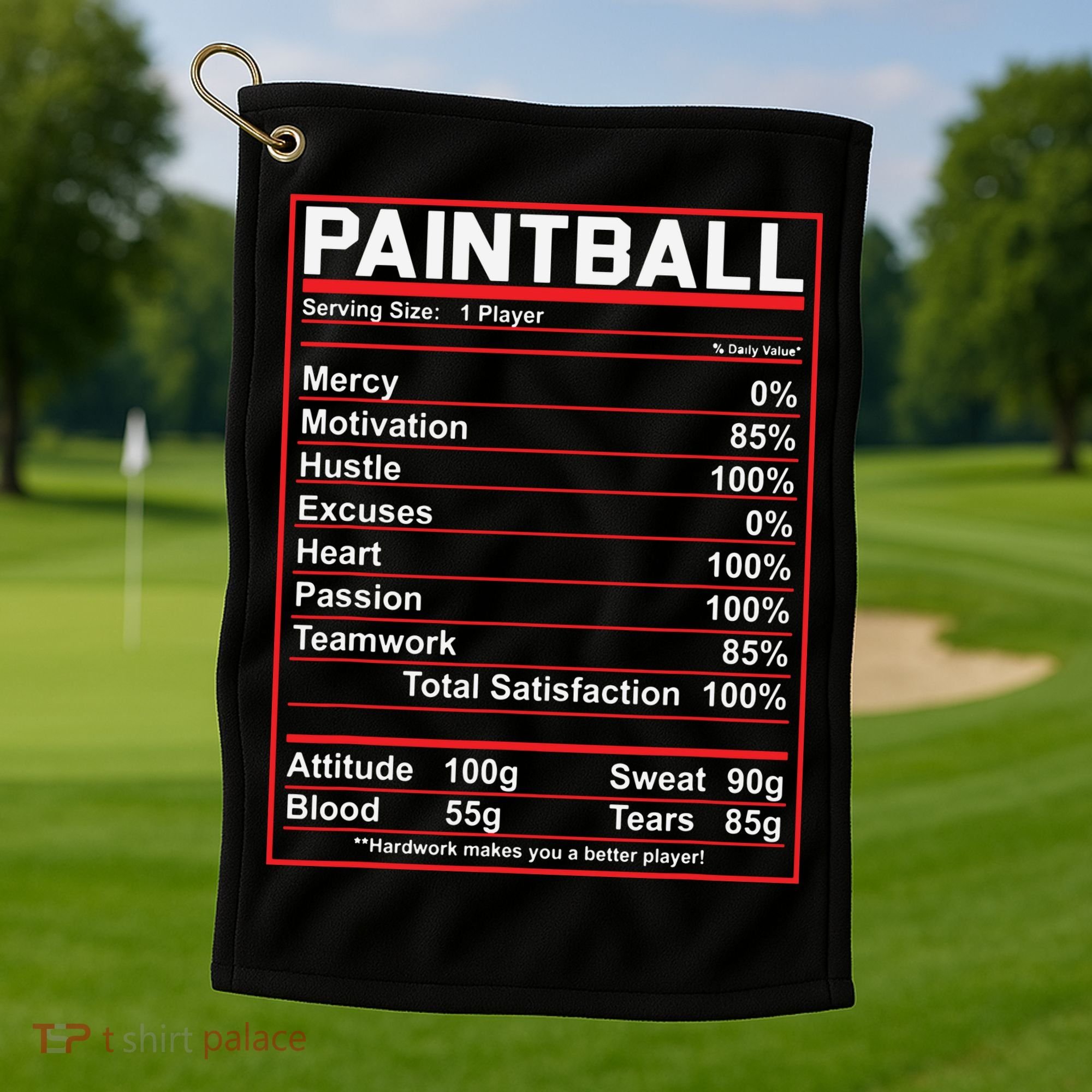 Funny Paintball Nutrition Facts Golf Towel