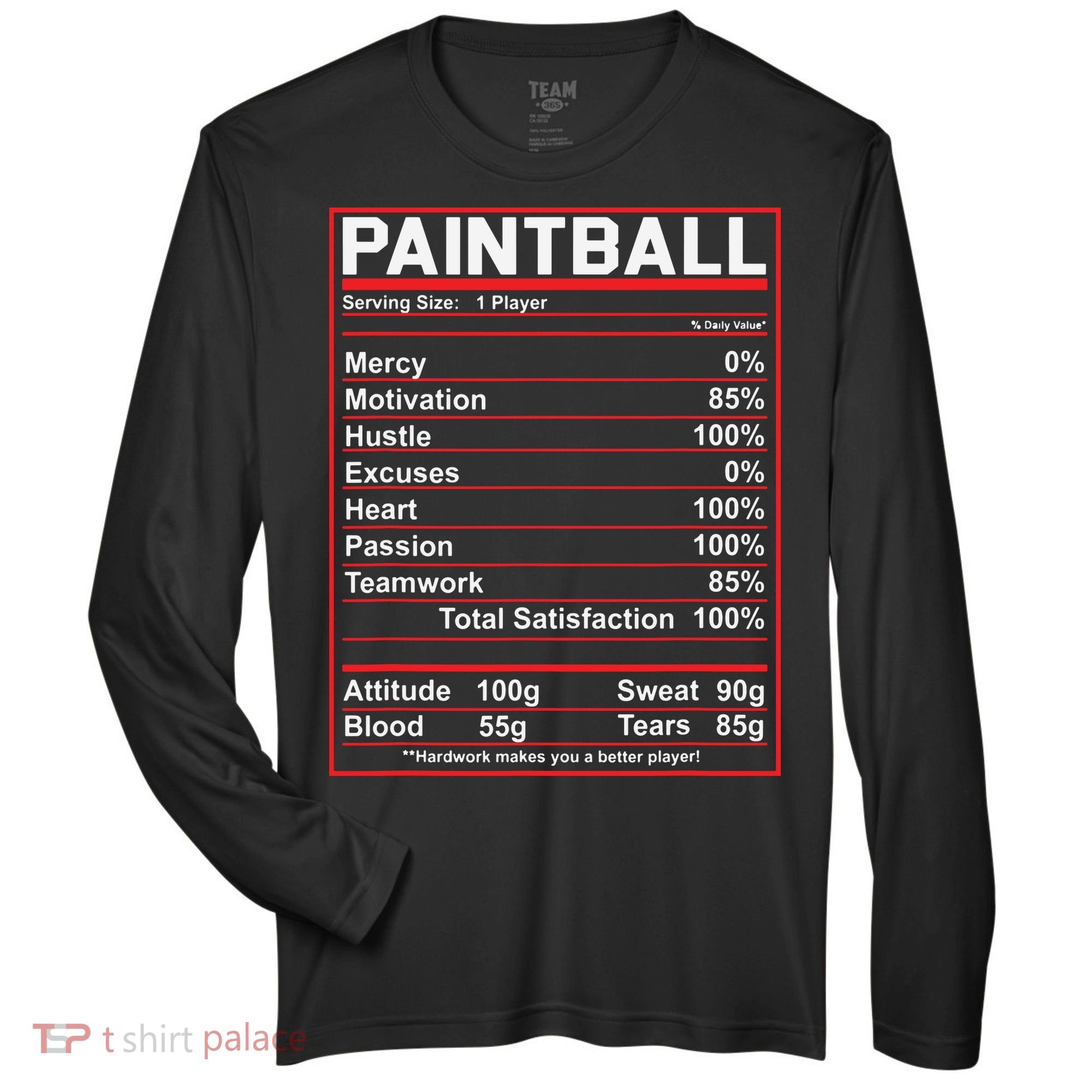 Funny Paintball Nutrition Facts Zone Performance Long-Sleeve T-Shirt