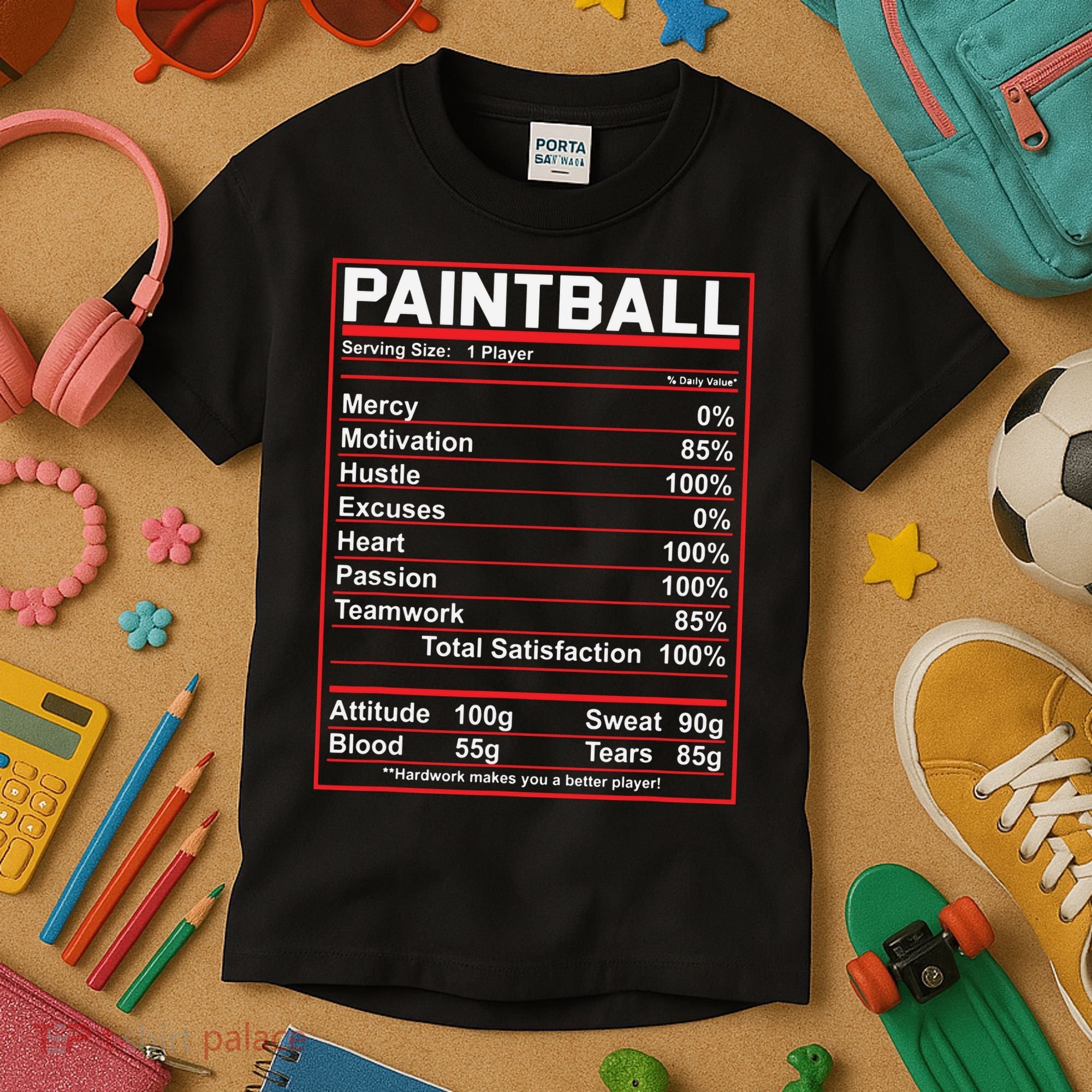 Funny Paintball Nutrition Facts Kids T-Shirt