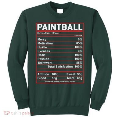 Funny Paintball Nutrition Facts Sweatshirt