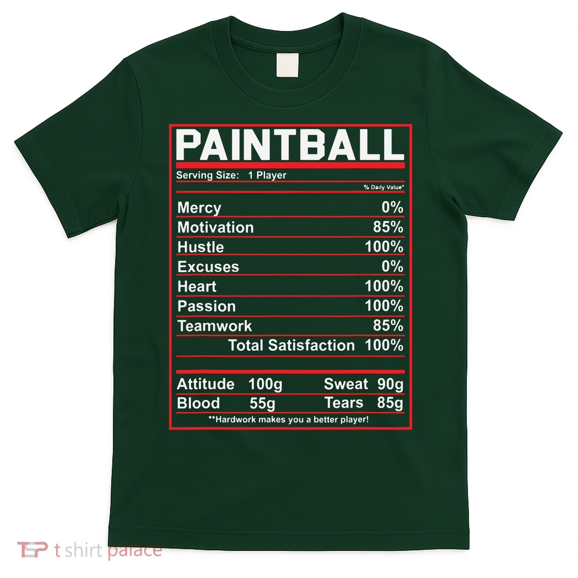 Funny Paintball Nutrition Facts T-Shirt