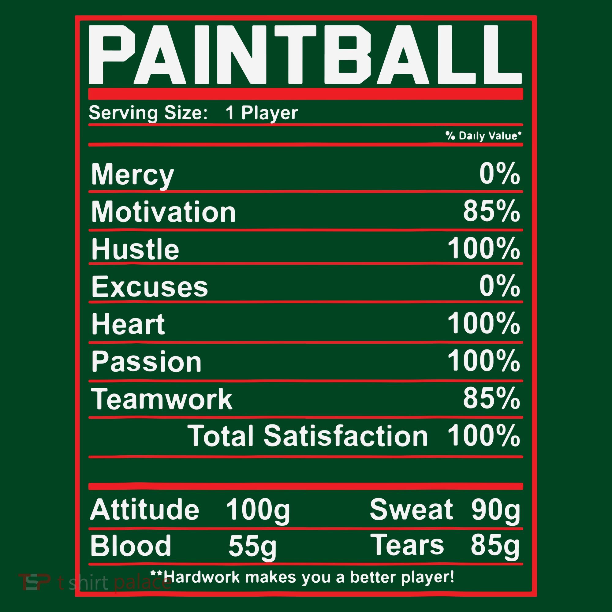 Funny Paintball Nutrition Facts T-Shirt
