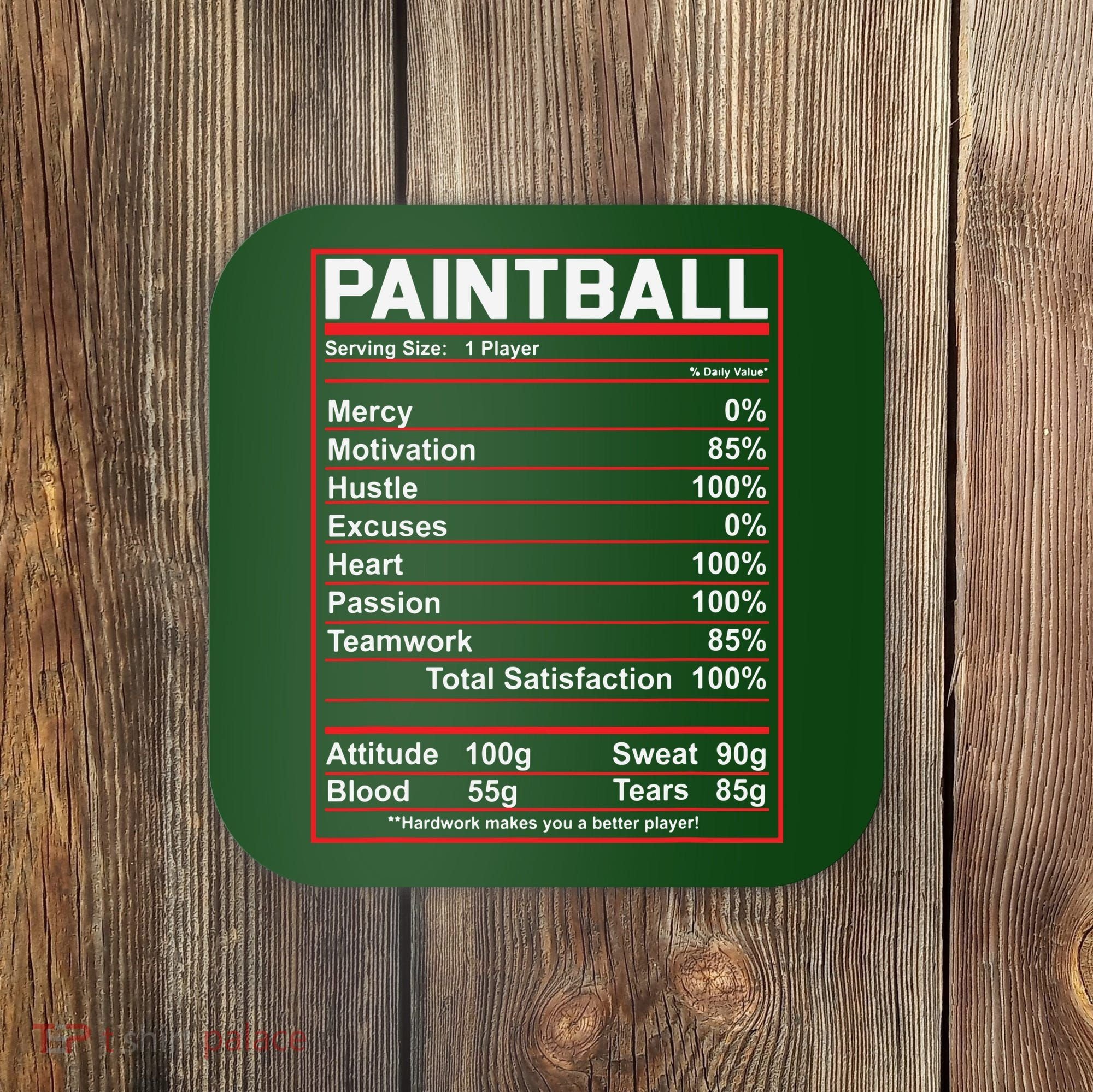 Funny Paintball Nutrition Facts Coaster