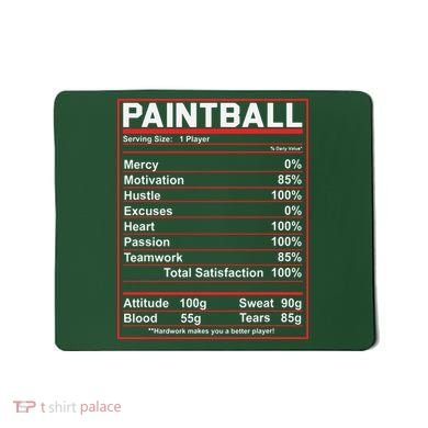 Funny Paintball Nutrition Facts Mousepad