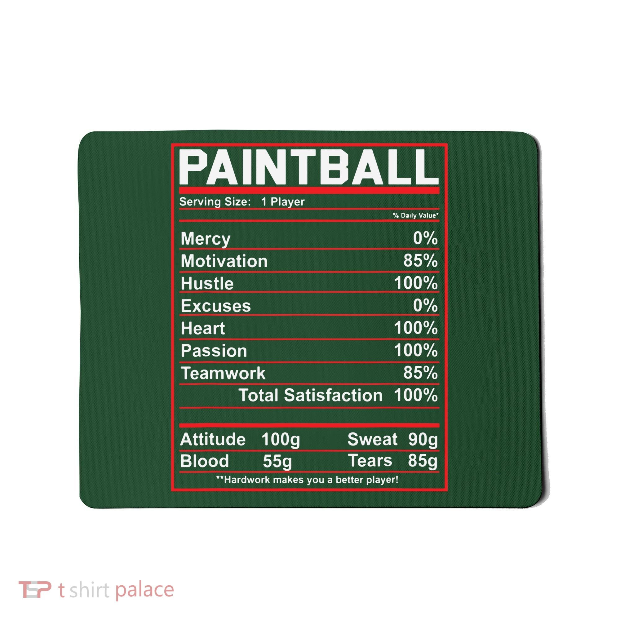 Funny Paintball Nutrition Facts Mousepad