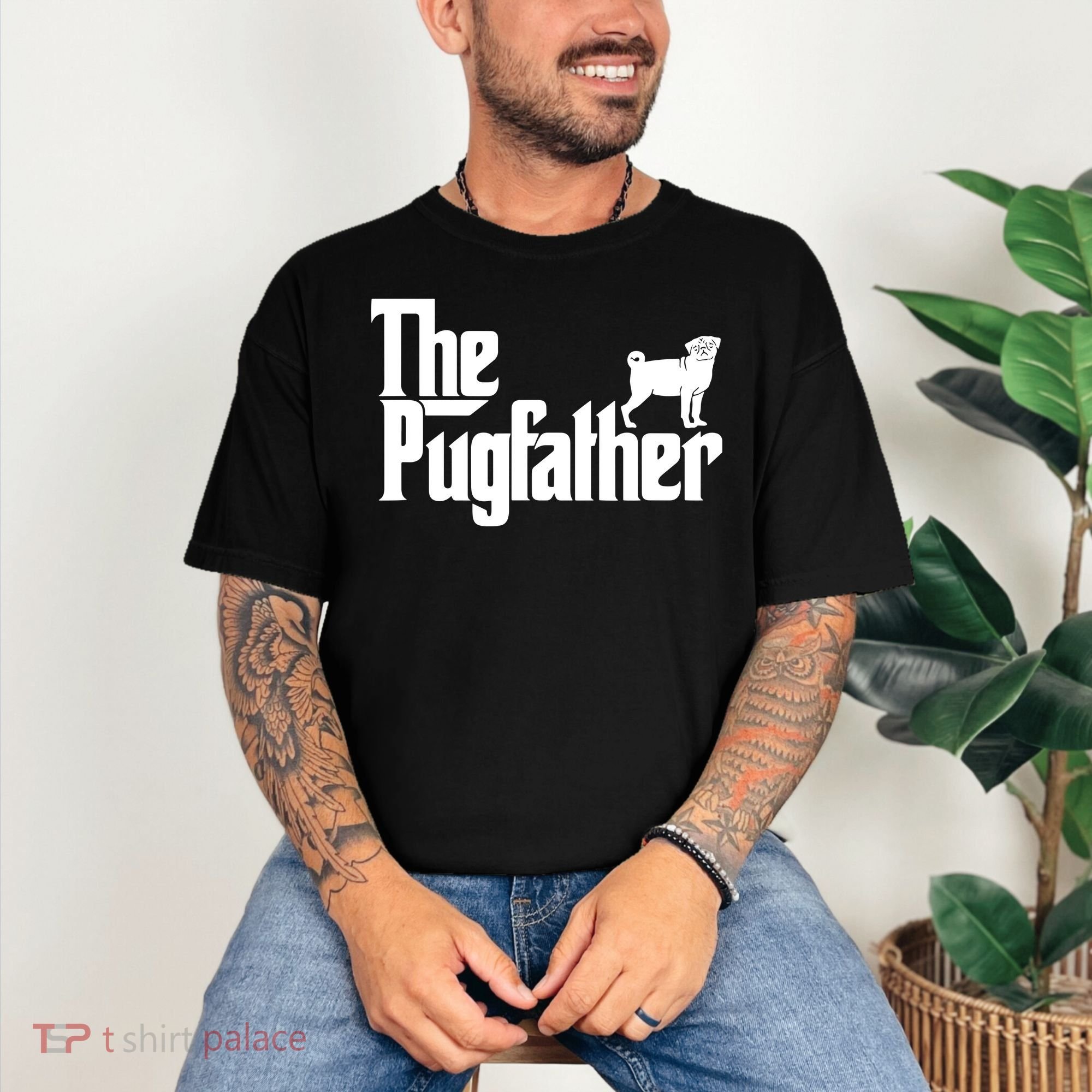 Funny Pug Owner Shirts The Pugfather Pug Father Gift Comfort Colors T-Shirt