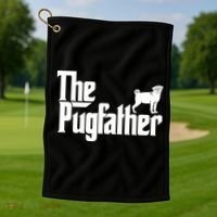 Funny Pug Owner Shirts The Pugfather Pug Father Gift Golf Towel thumb 1