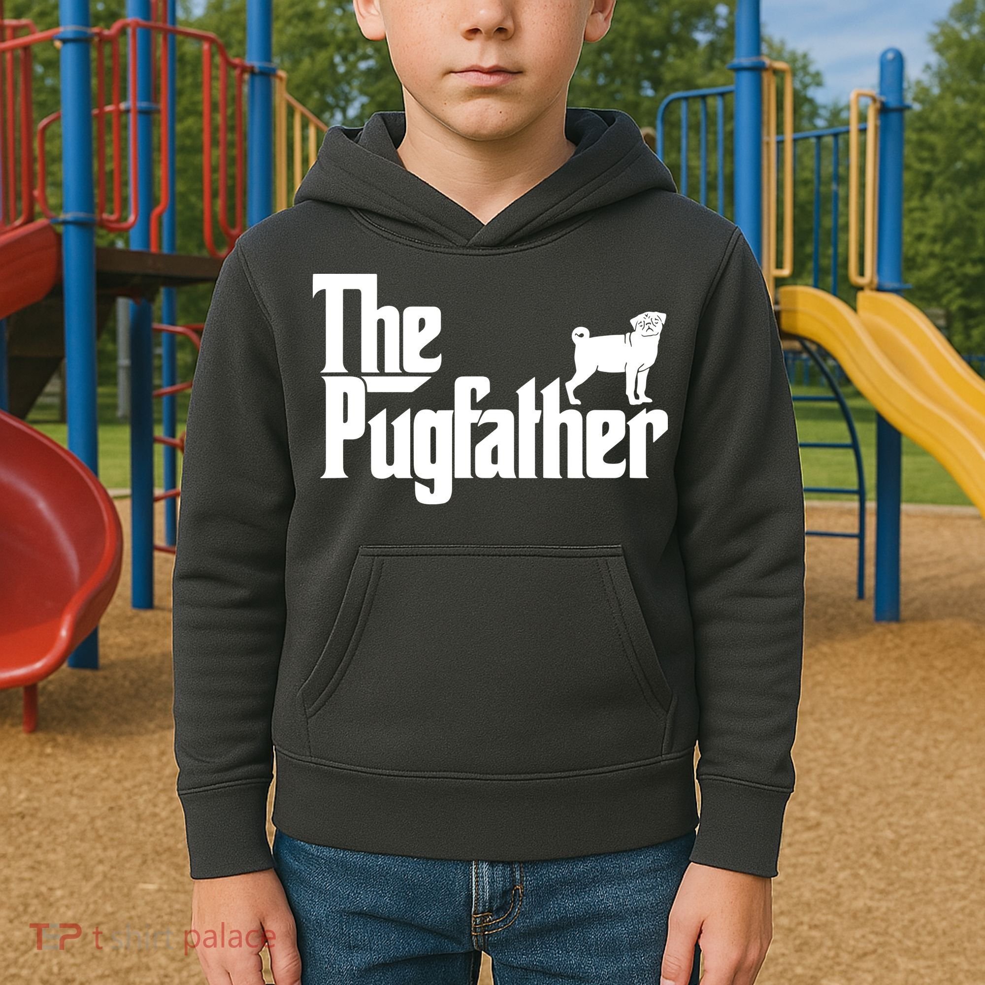 Funny Pug Owner Shirts The Pugfather Pug Father Gift Kids Hoodie