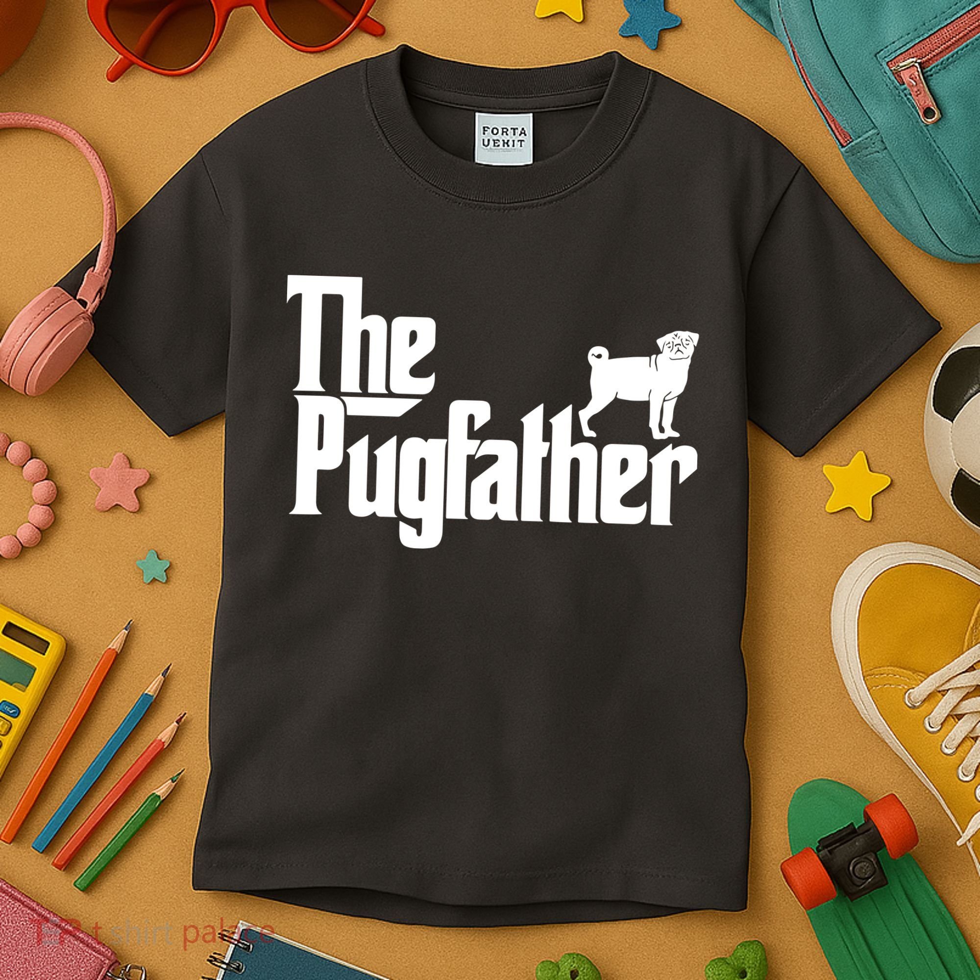 Funny Pug Owner Shirts The Pugfather Pug Father Gift Kids T-Shirt