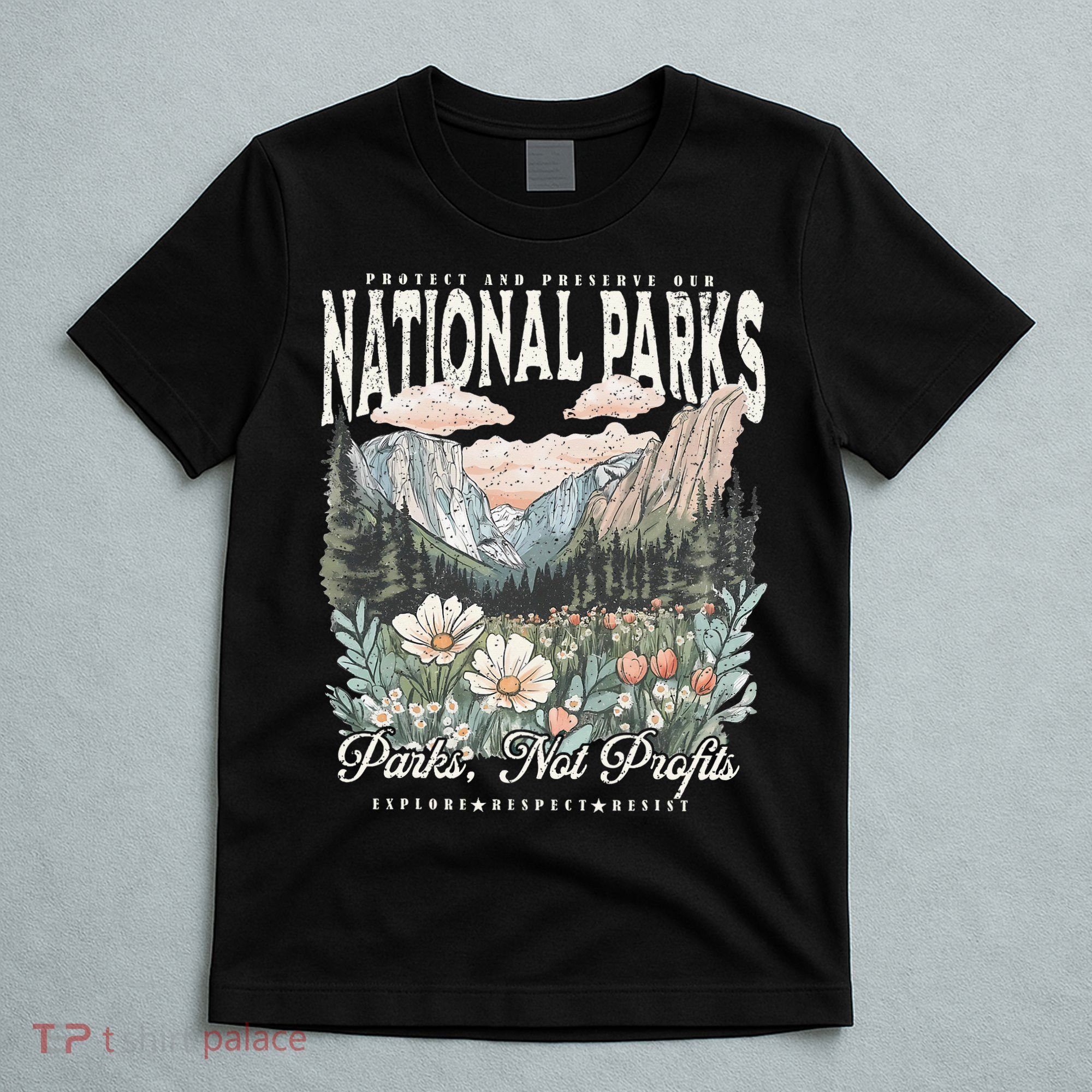 Floral Protect Our National Parks Retro Nature Conservation T-Shirt