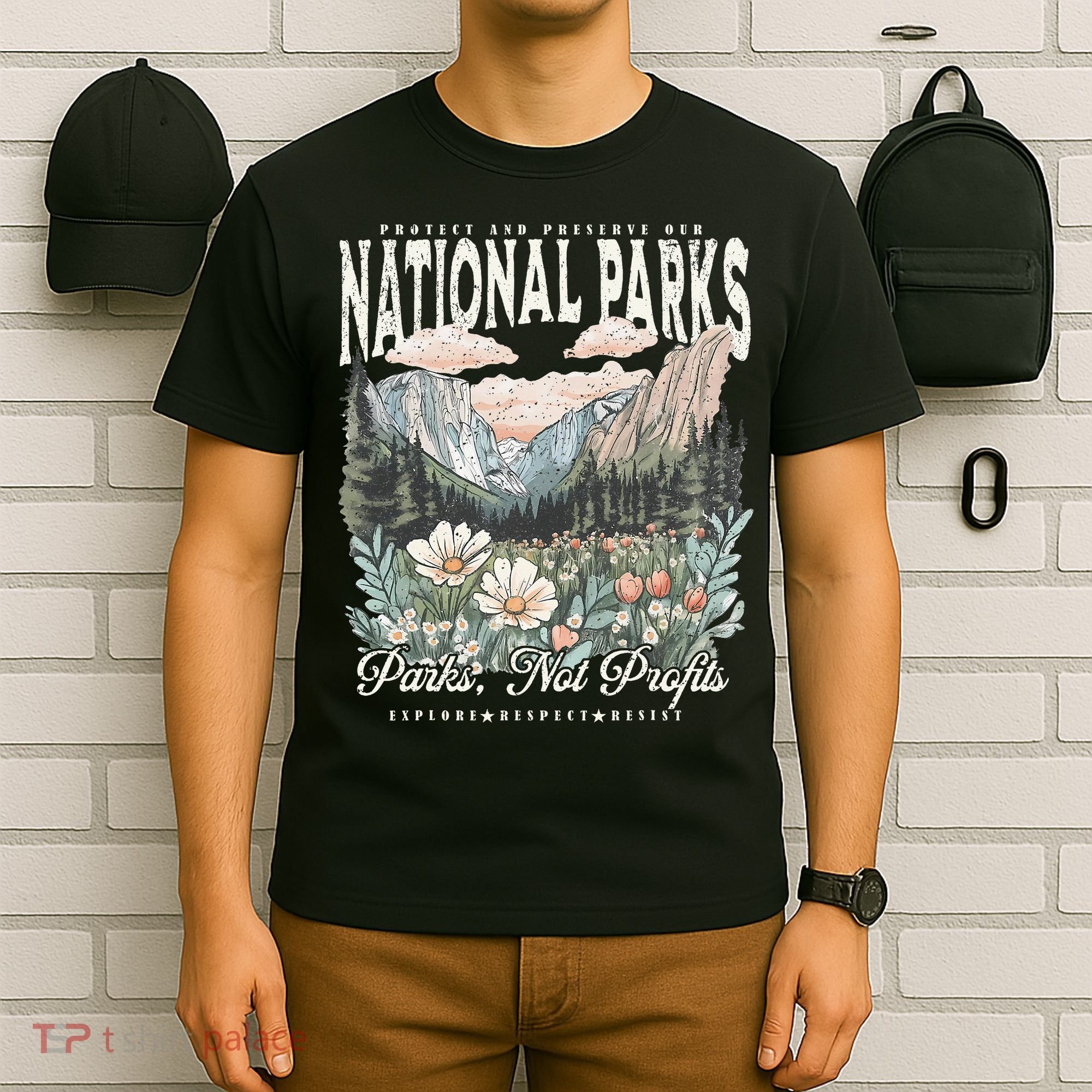 Floral Protect Our National Parks Retro Nature Conservation T-Shirt