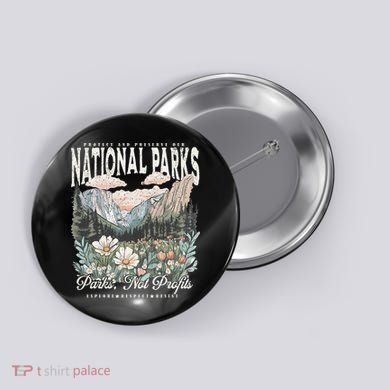 Floral Protect Our National Parks Retro Nature Conservation Button